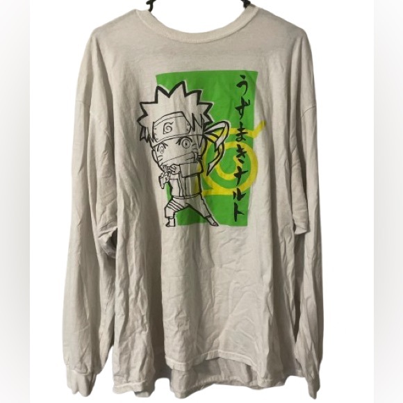 •White & Green Logo Naruto Uzamaki Long Sleeve Shirt (Men’s) - Picture 1 of 3
